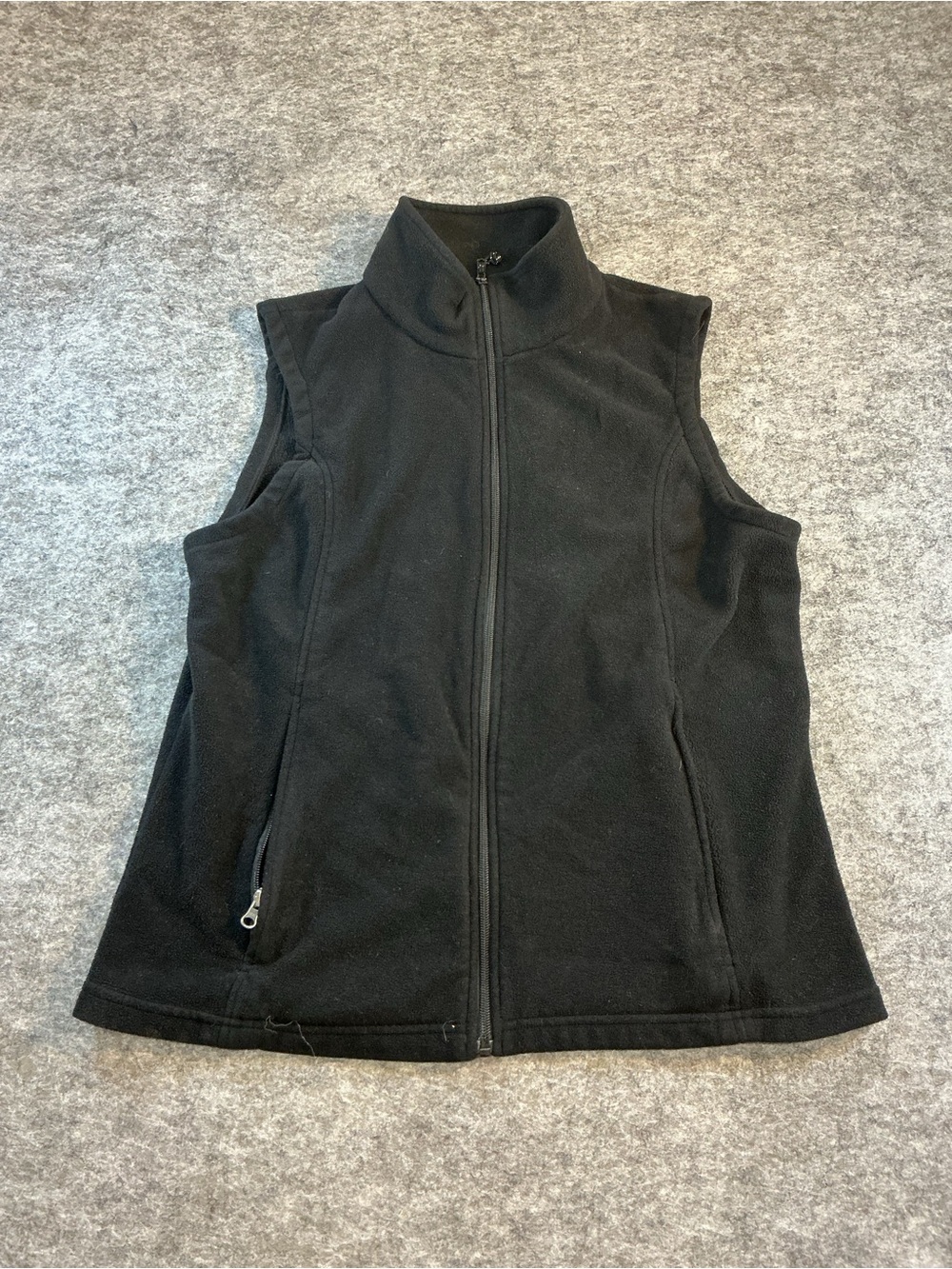 Oalka Black Fleece Zip-Front Vest Size L